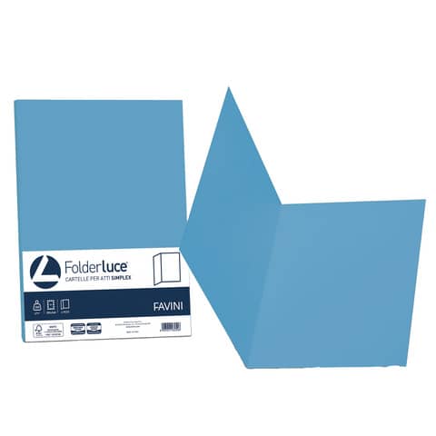 Cartellina semplice FAVINI FOLDER S cartoncino Simplex Luce&Acqua 200 g/m² 25x34cm azzurro 55  conf.50 - A50G664